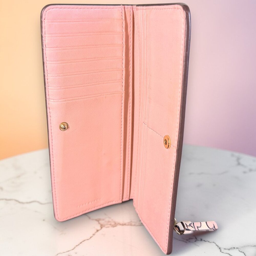 Tory Burch Hicks Garden Party Leather Snap Long Wallet with Tory Burch Dust bag - Picture 7 of 15